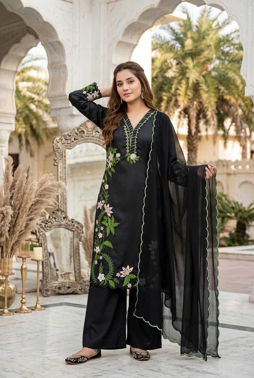 Heavy Roman Silk Embroidery Suit