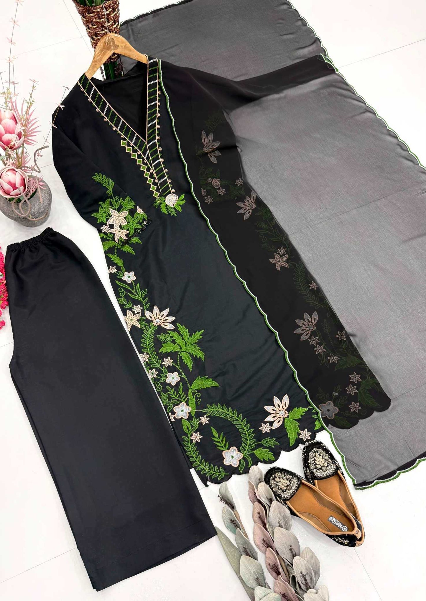 Heavy Roman Silk Embroidery Suit