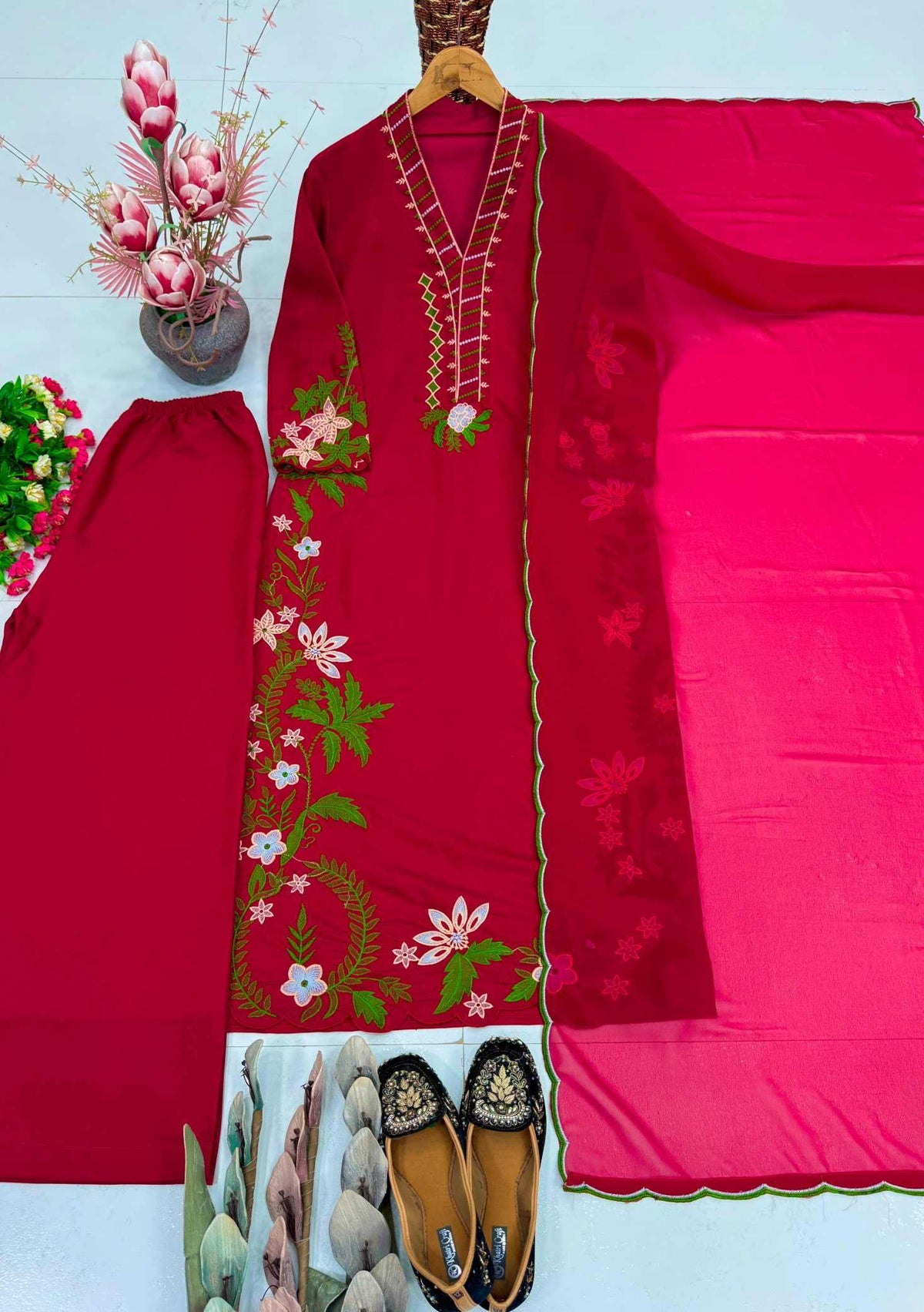 Heavy Roman Silk Embroidery Suit