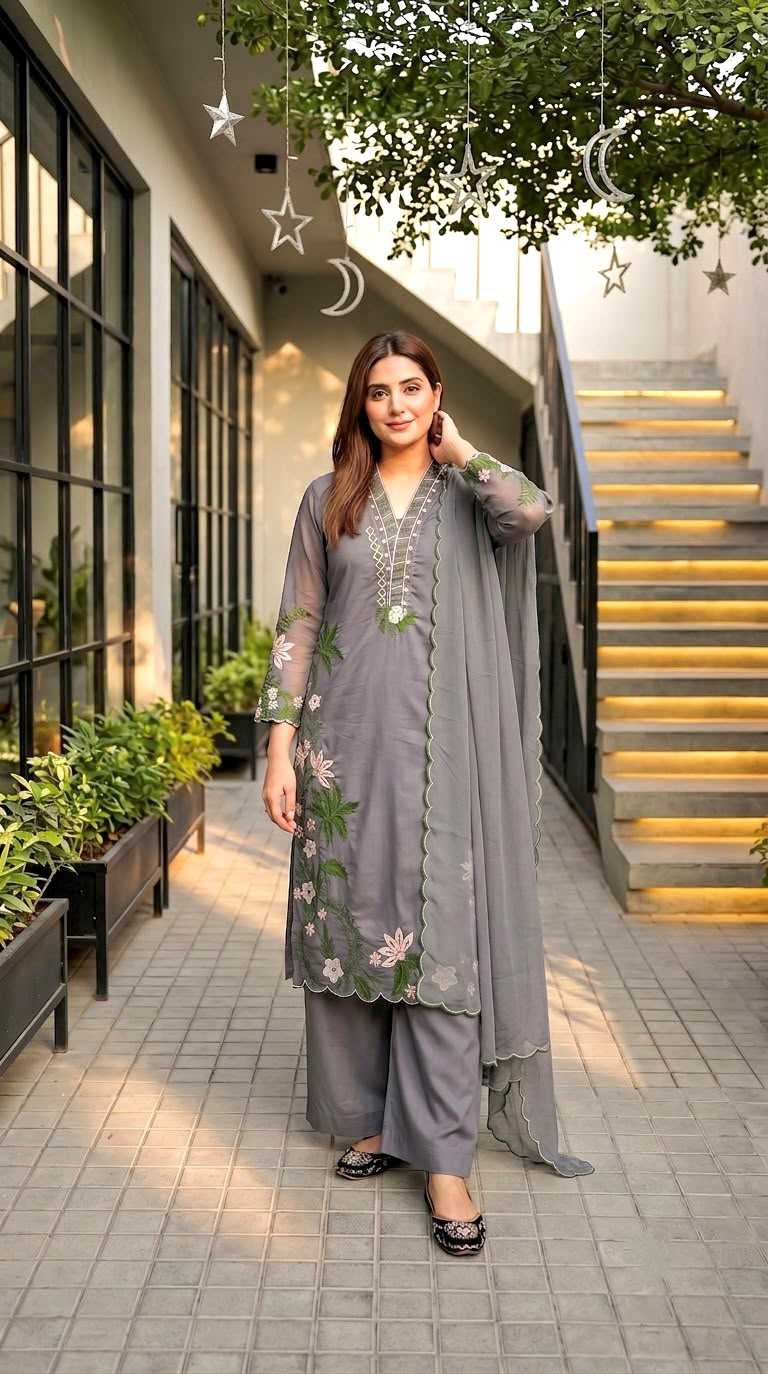 Heavy Roman Silk Embroidery Suit