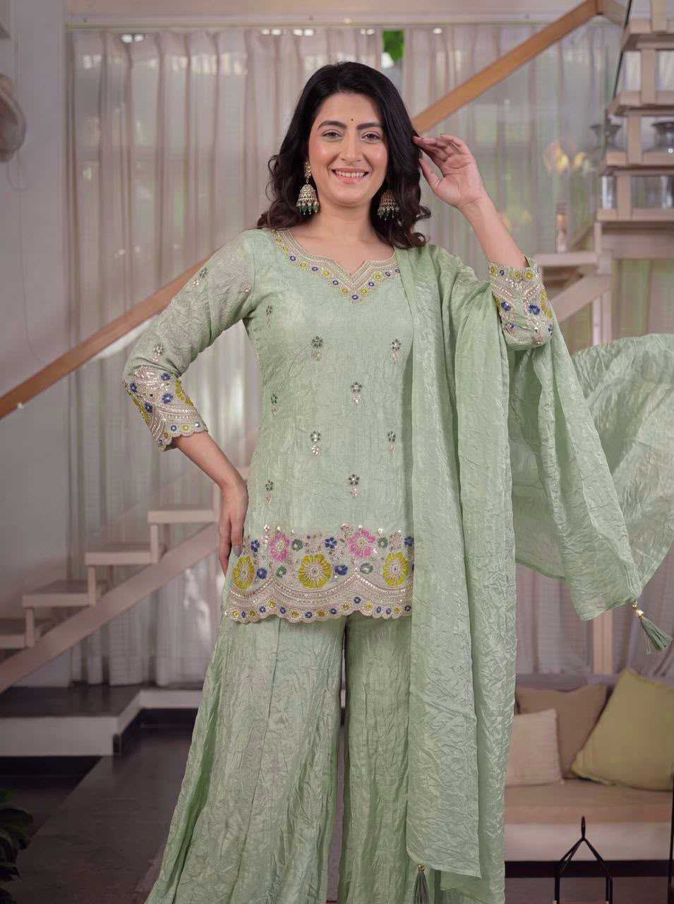 Crunchi Sharara Salwar Suit