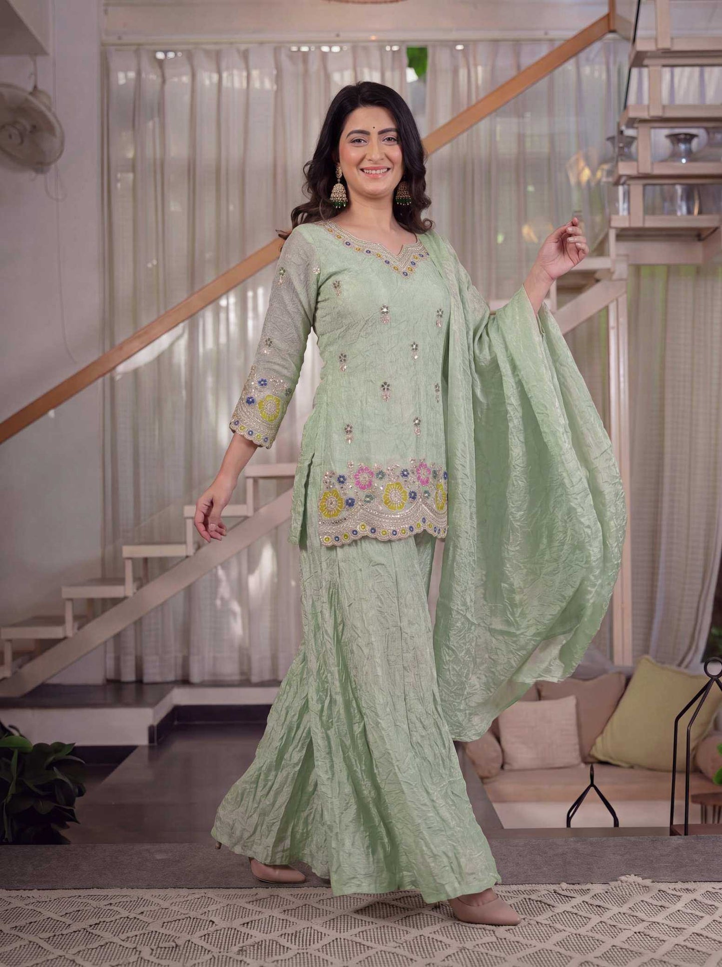 Crunchi Sharara Salwar Suit
