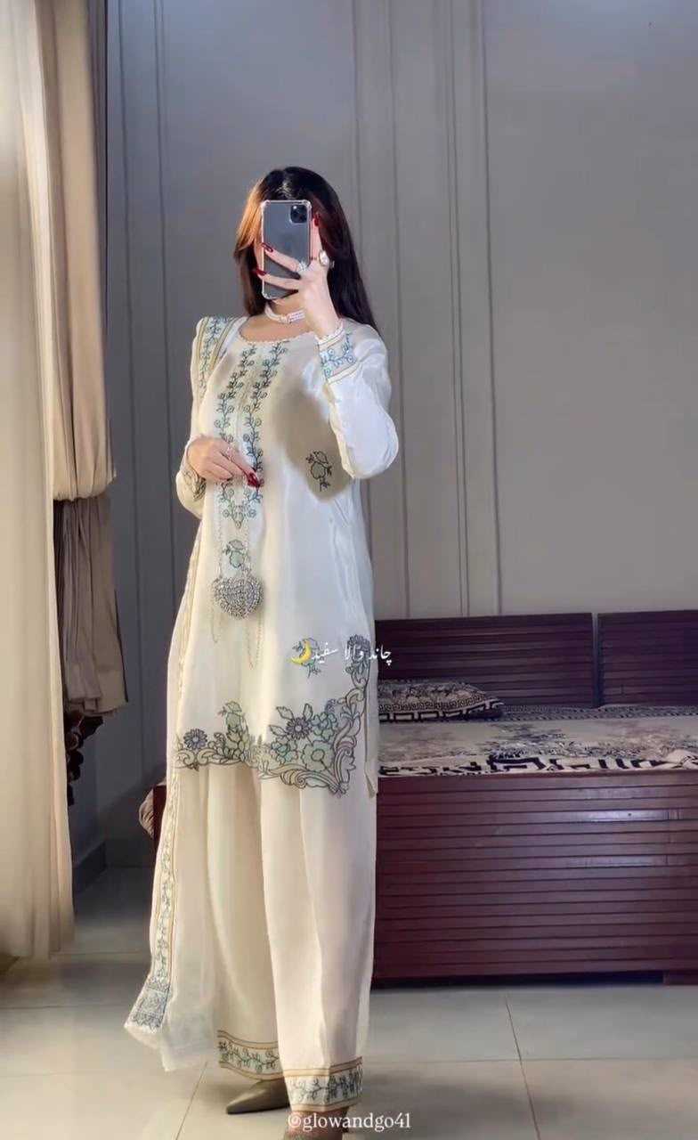 Pure Silk Embroidery Suit 4020