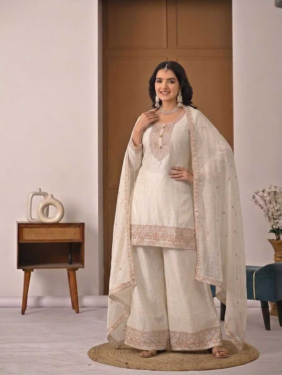Crush Silk Embroidery Suit
