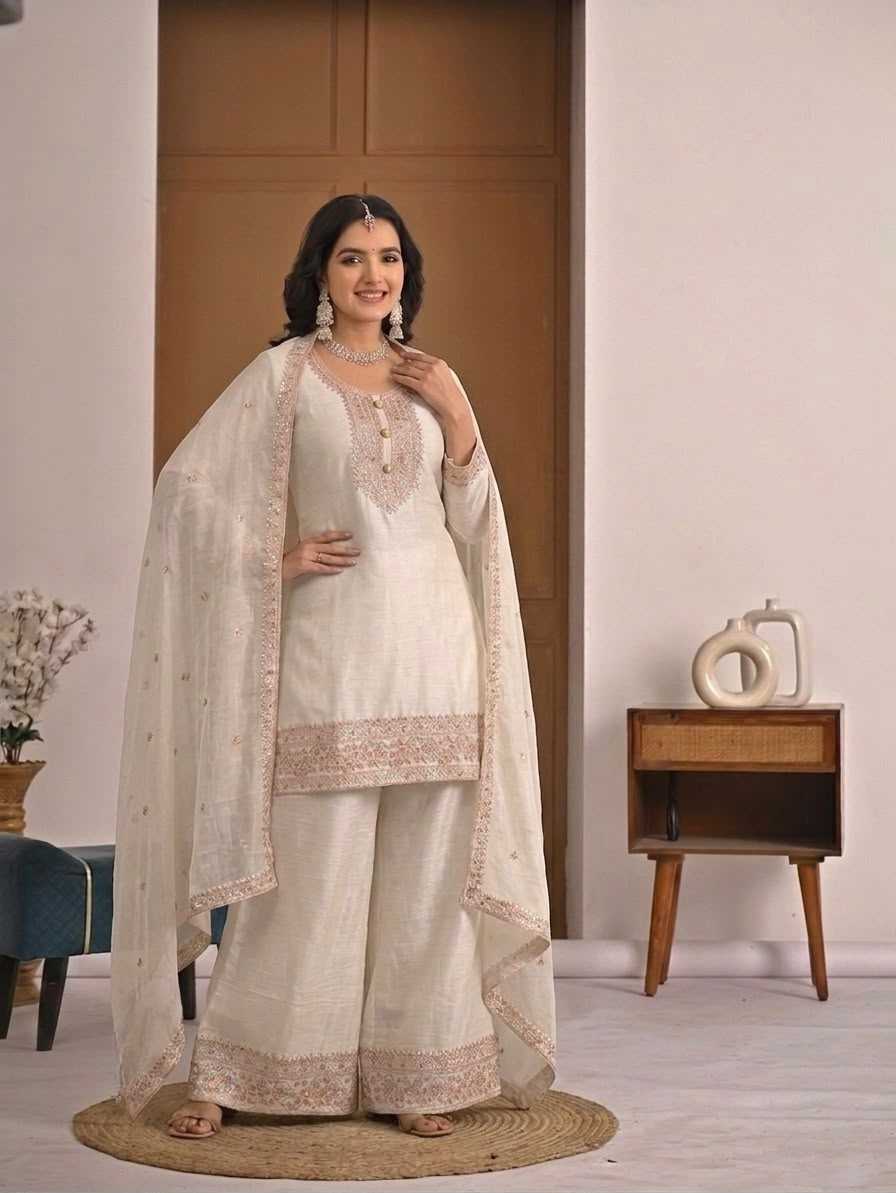 Crush Silk Embroidery Suit