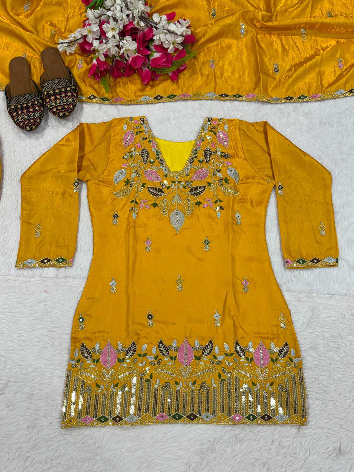 Satin Silk Embroidery Suit