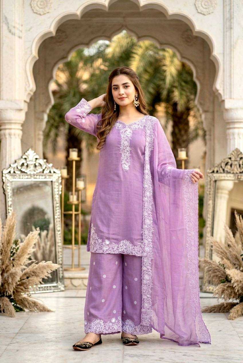 Chanderi Cotton Embroidery Suit