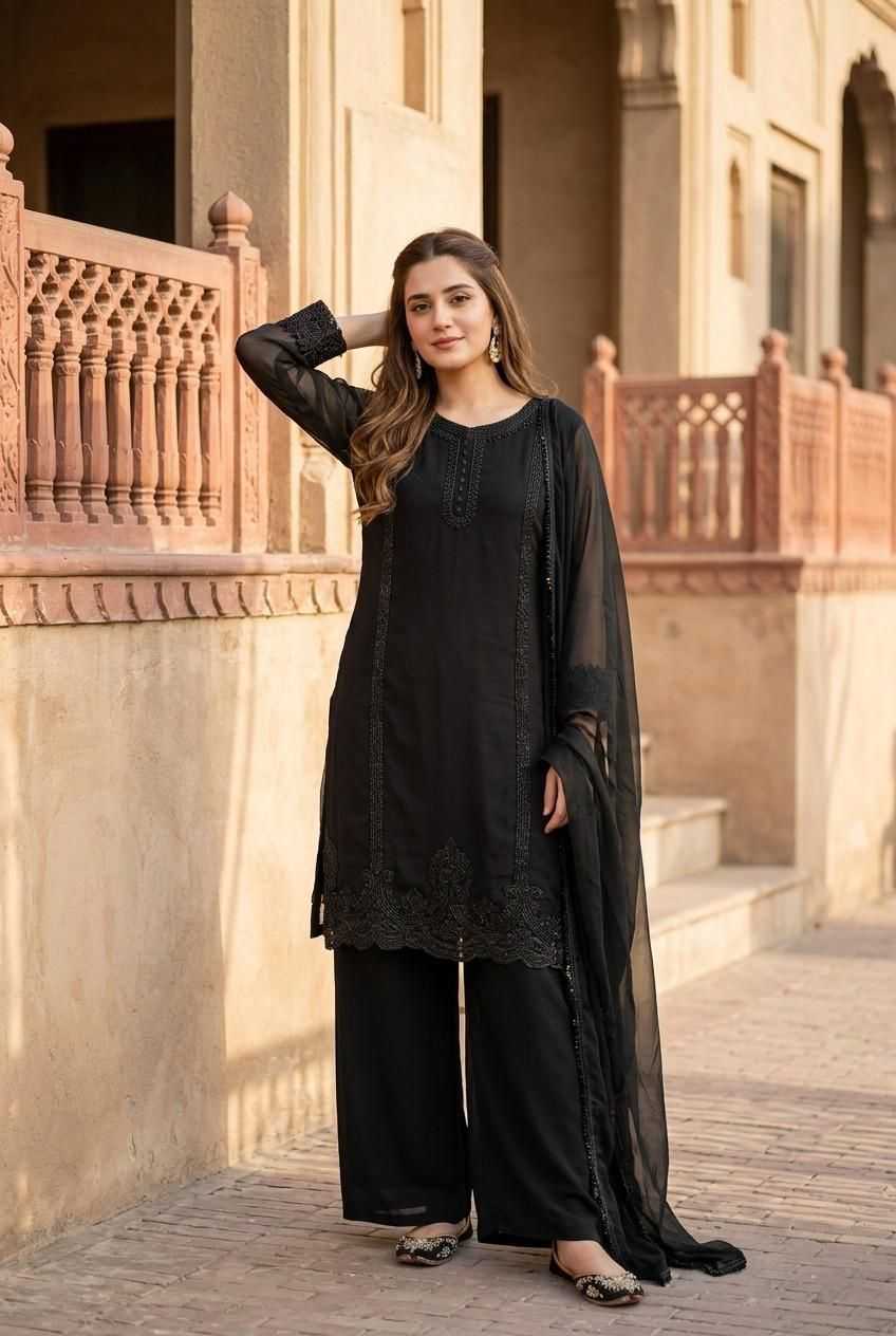 Faux Georgette Embroidery Suit