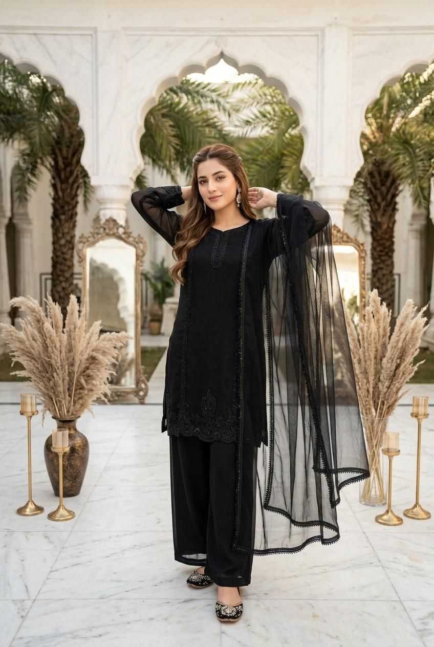 Faux Georgette Embroidery Suit
