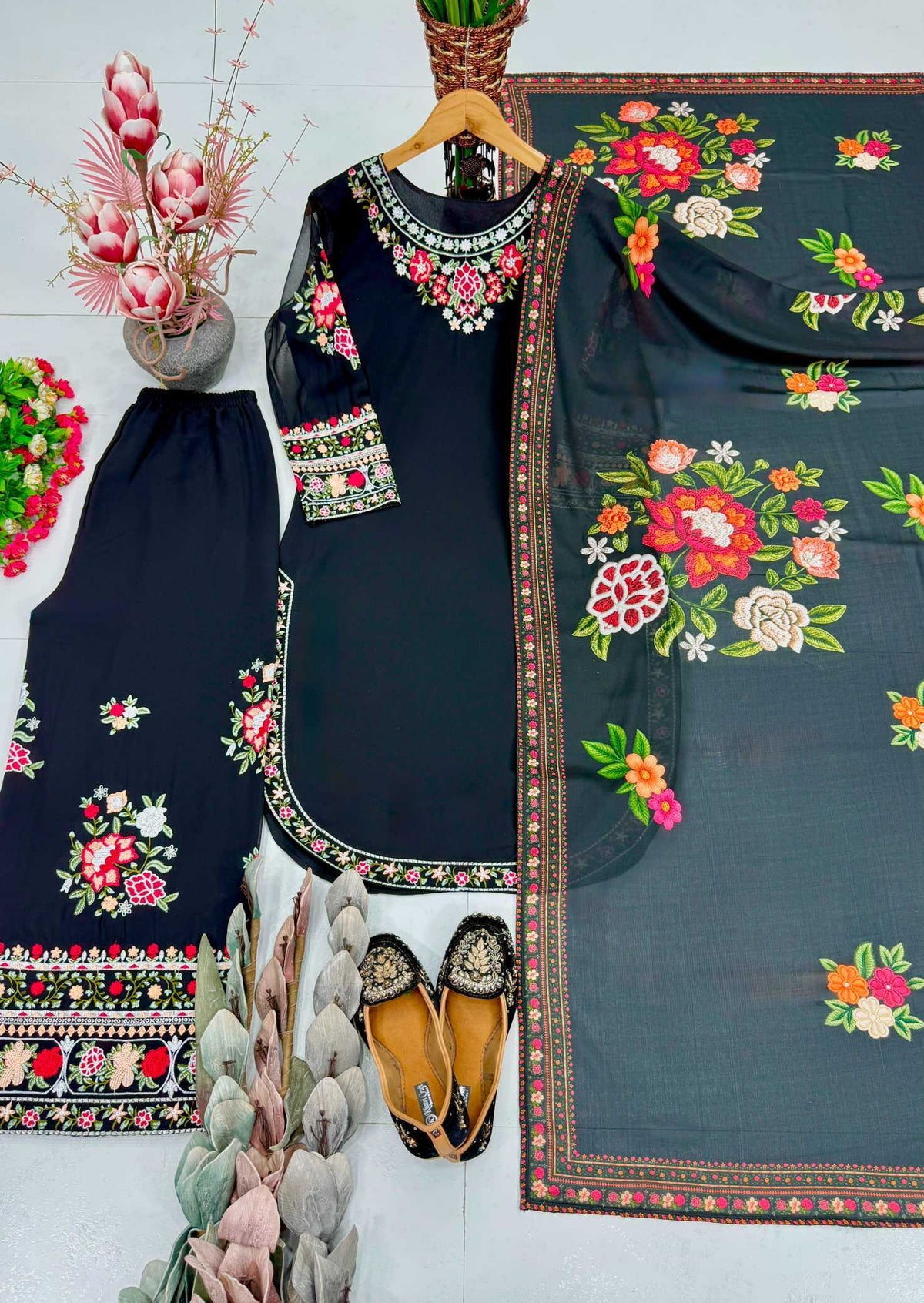 Faux Georgette Embroidery Suit