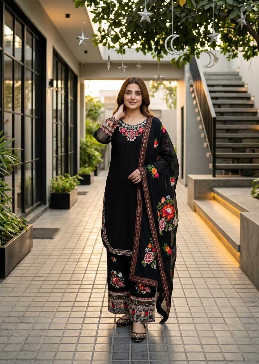 Faux Georgette Embroidery Suit