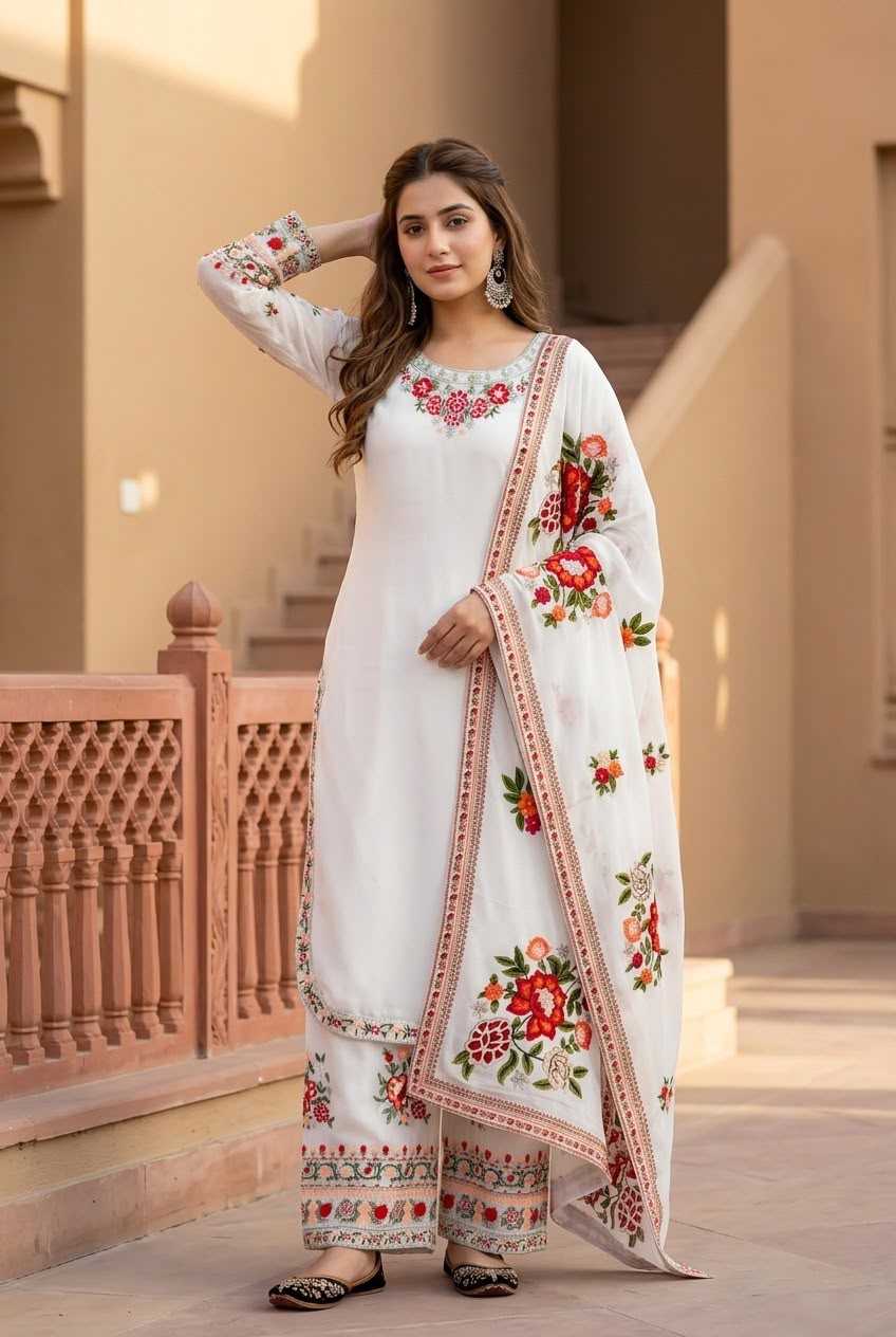 Faux Georgette Embroidery Suit