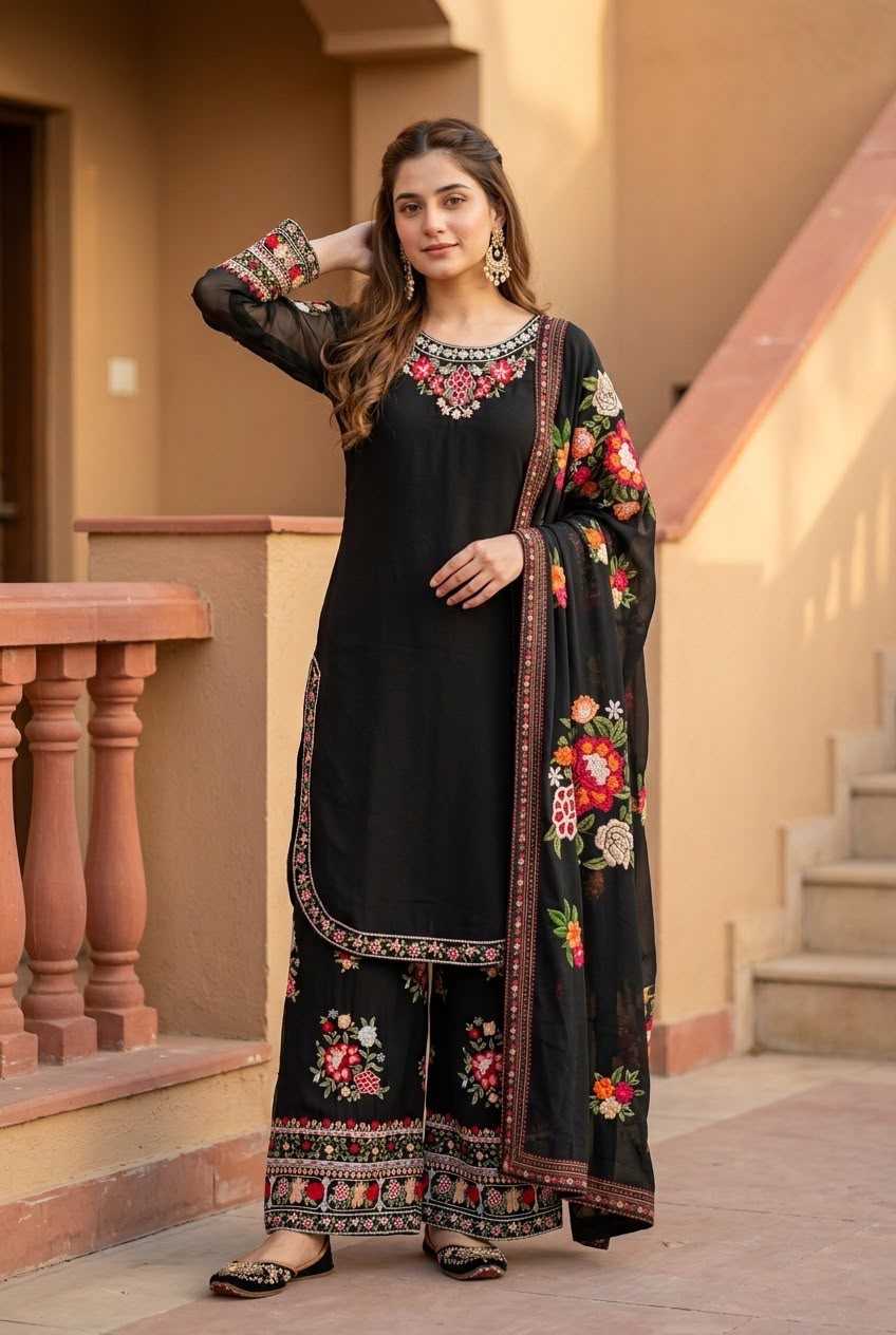 Faux Georgette Embroidery Suit