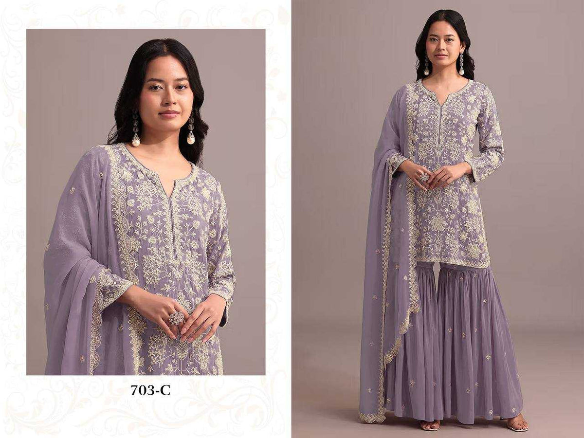 Faux Georgette Embroidery Suit