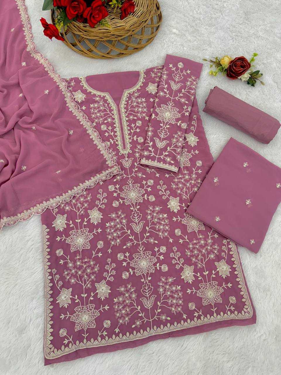 Faux Georgette Embroidery Suit
