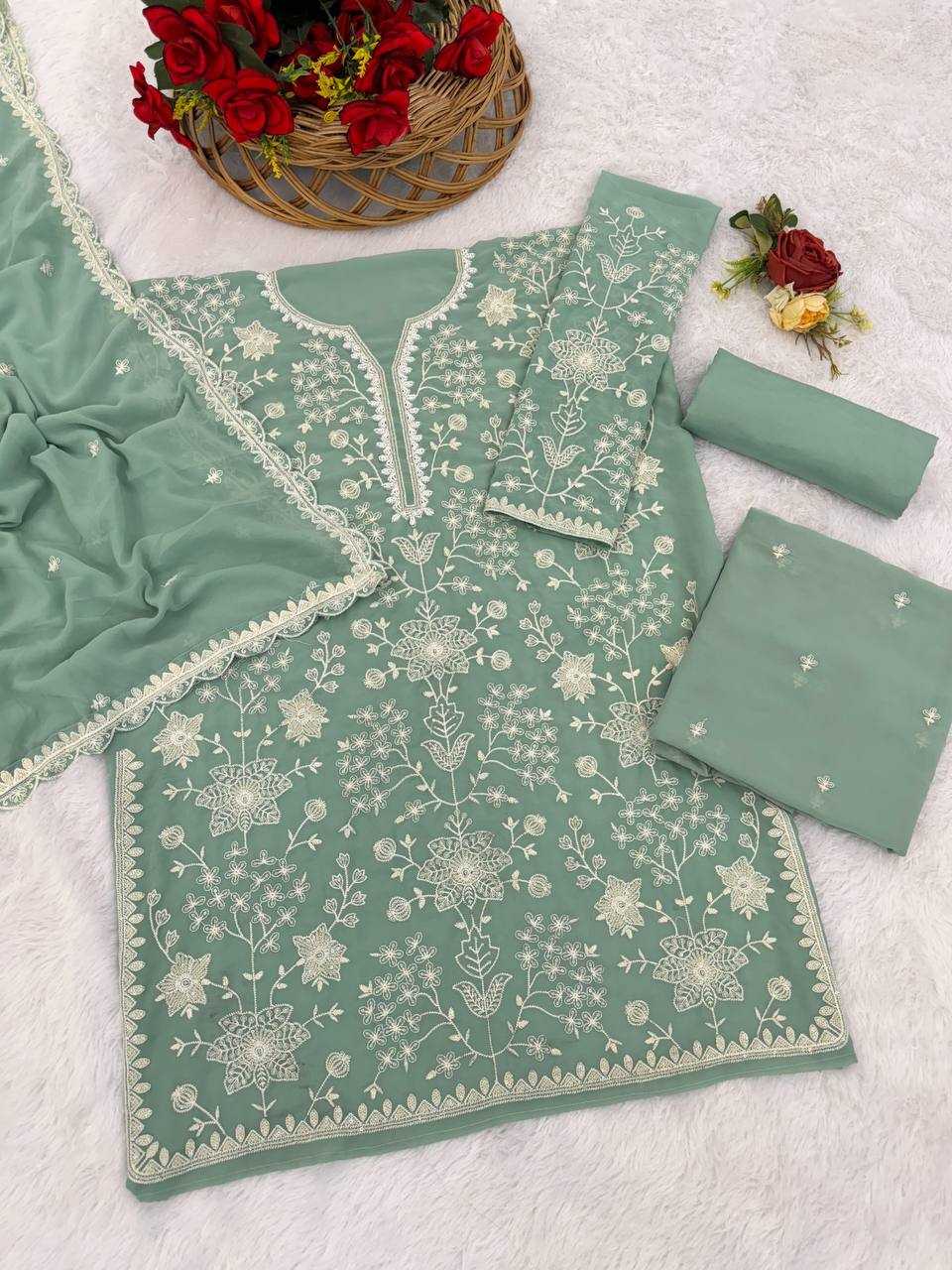 Faux Georgette Embroidery Suit