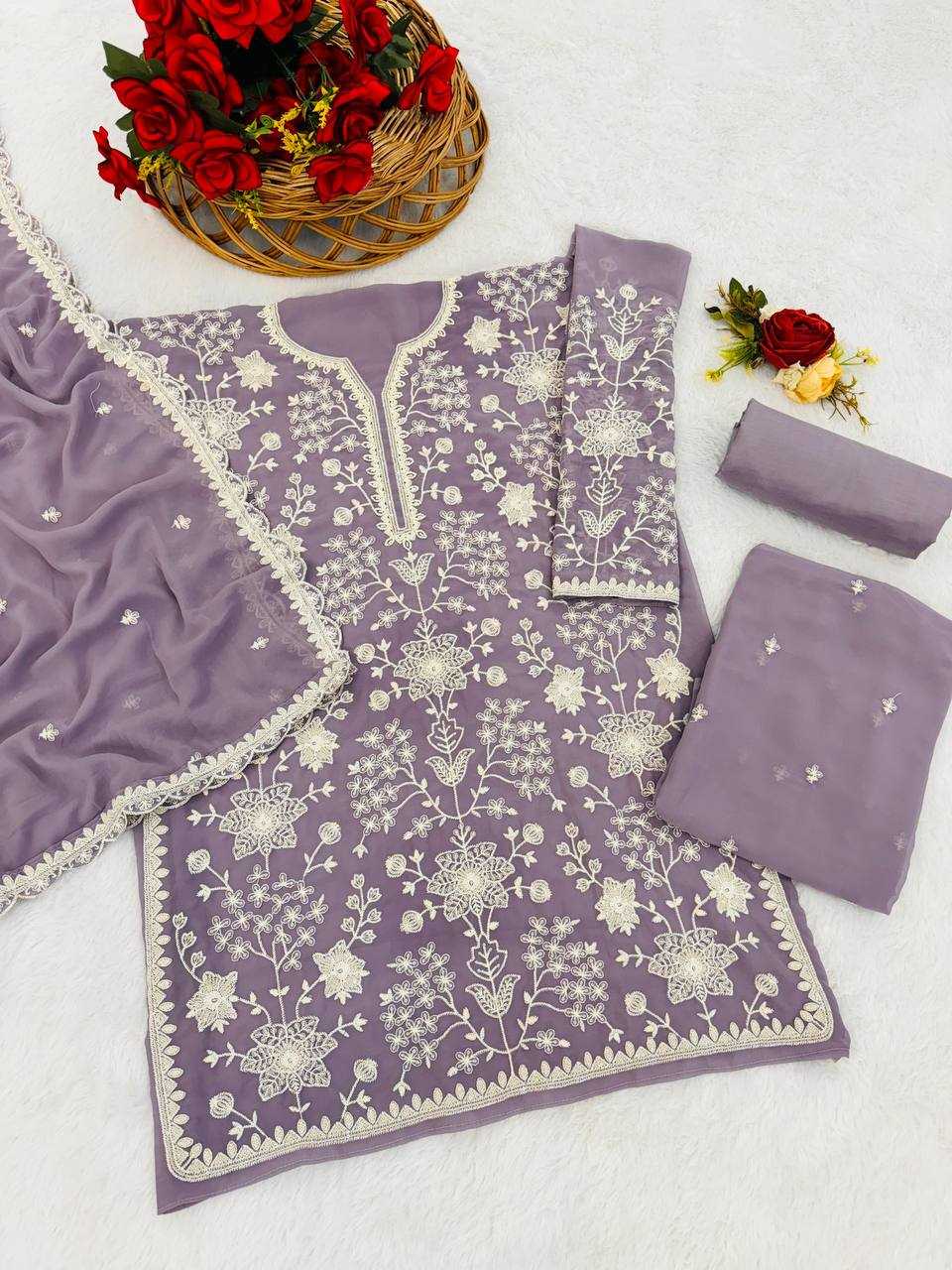Faux Georgette Embroidery Suit