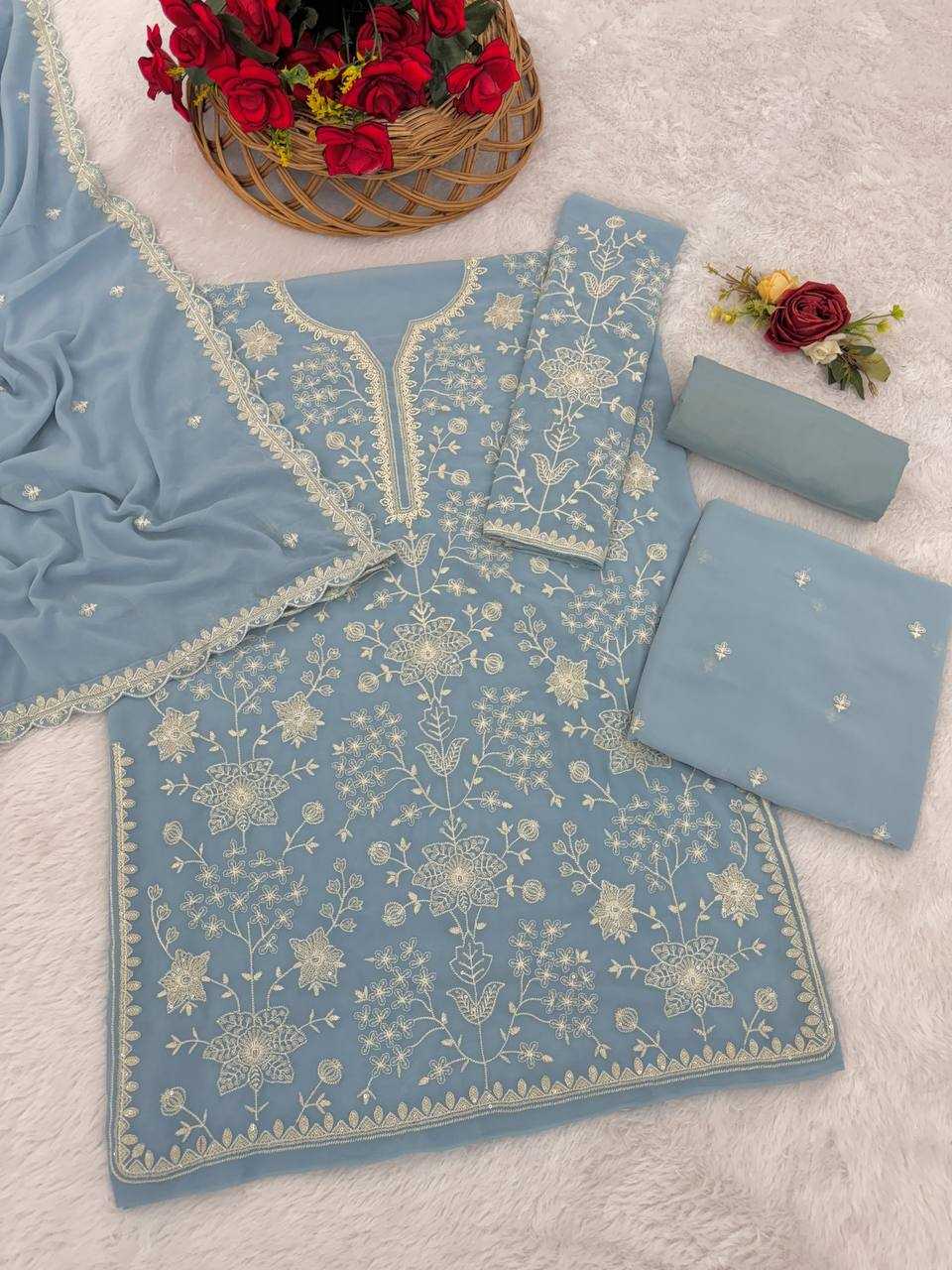 Faux Georgette Embroidery Suit