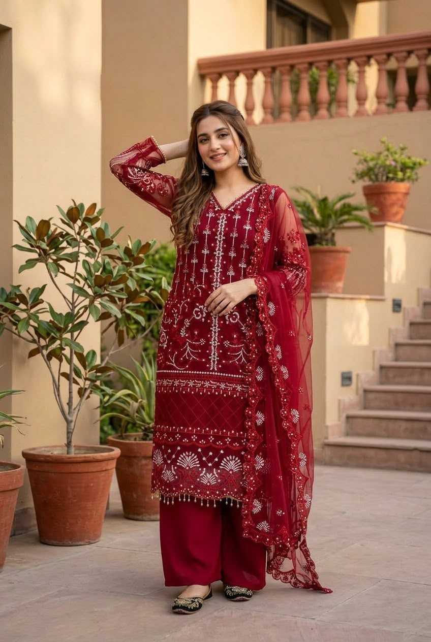 Soft Net Embroidery Suit