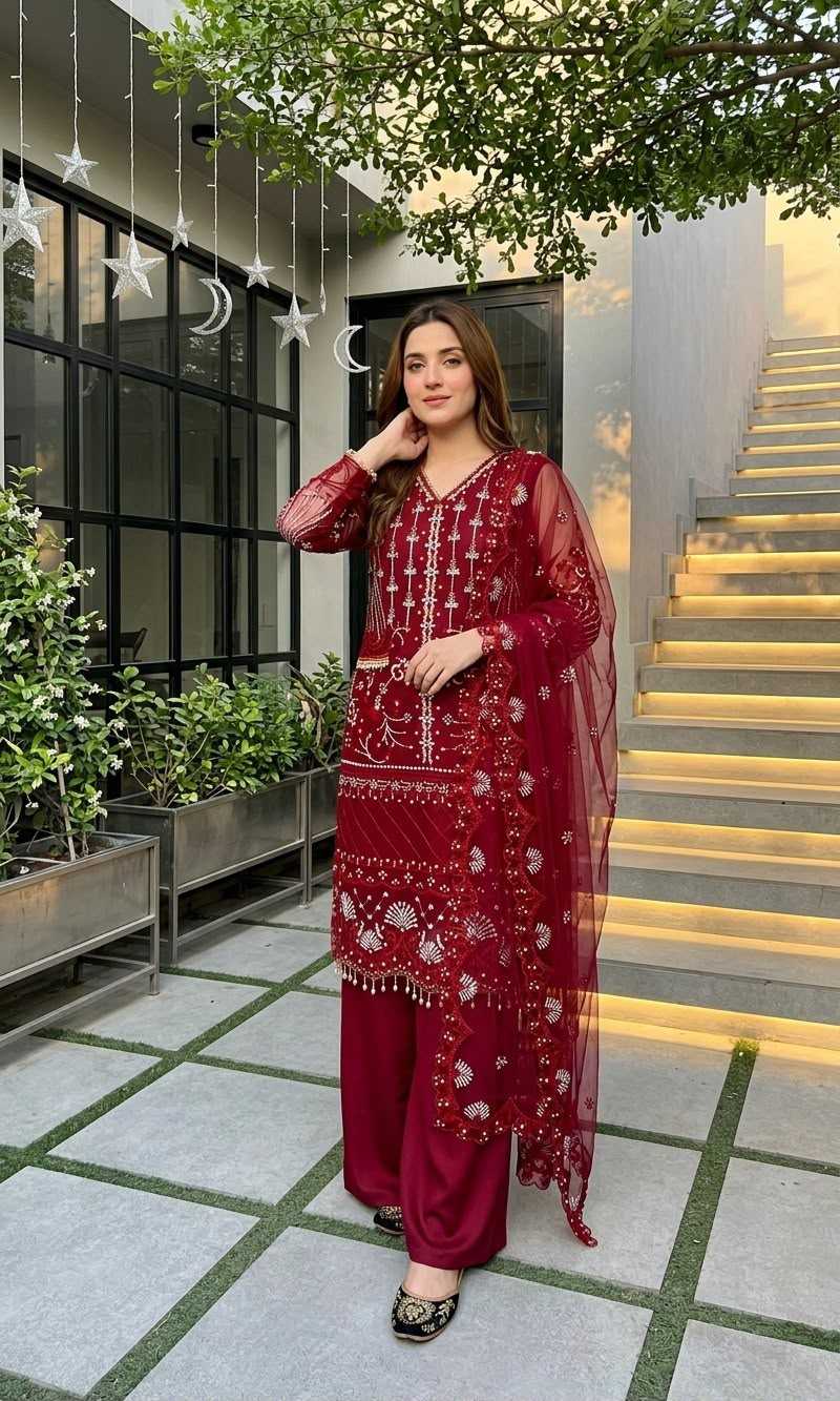 Soft Net Embroidery Suit