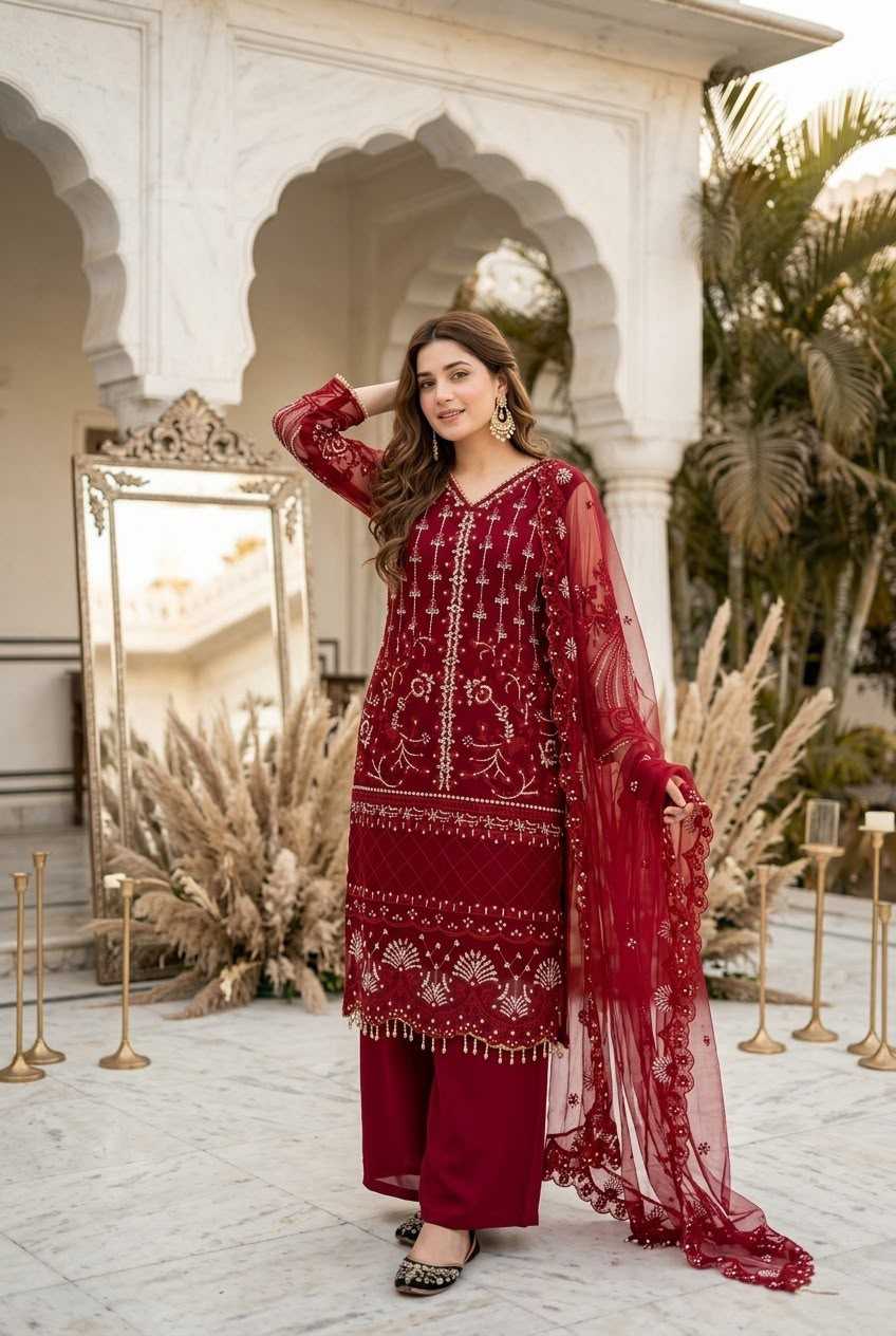Soft Net Embroidery Suit