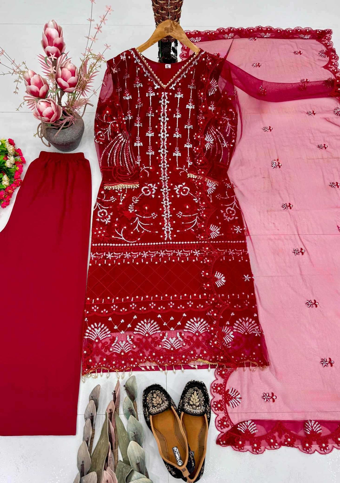 Soft Net Embroidery Suit