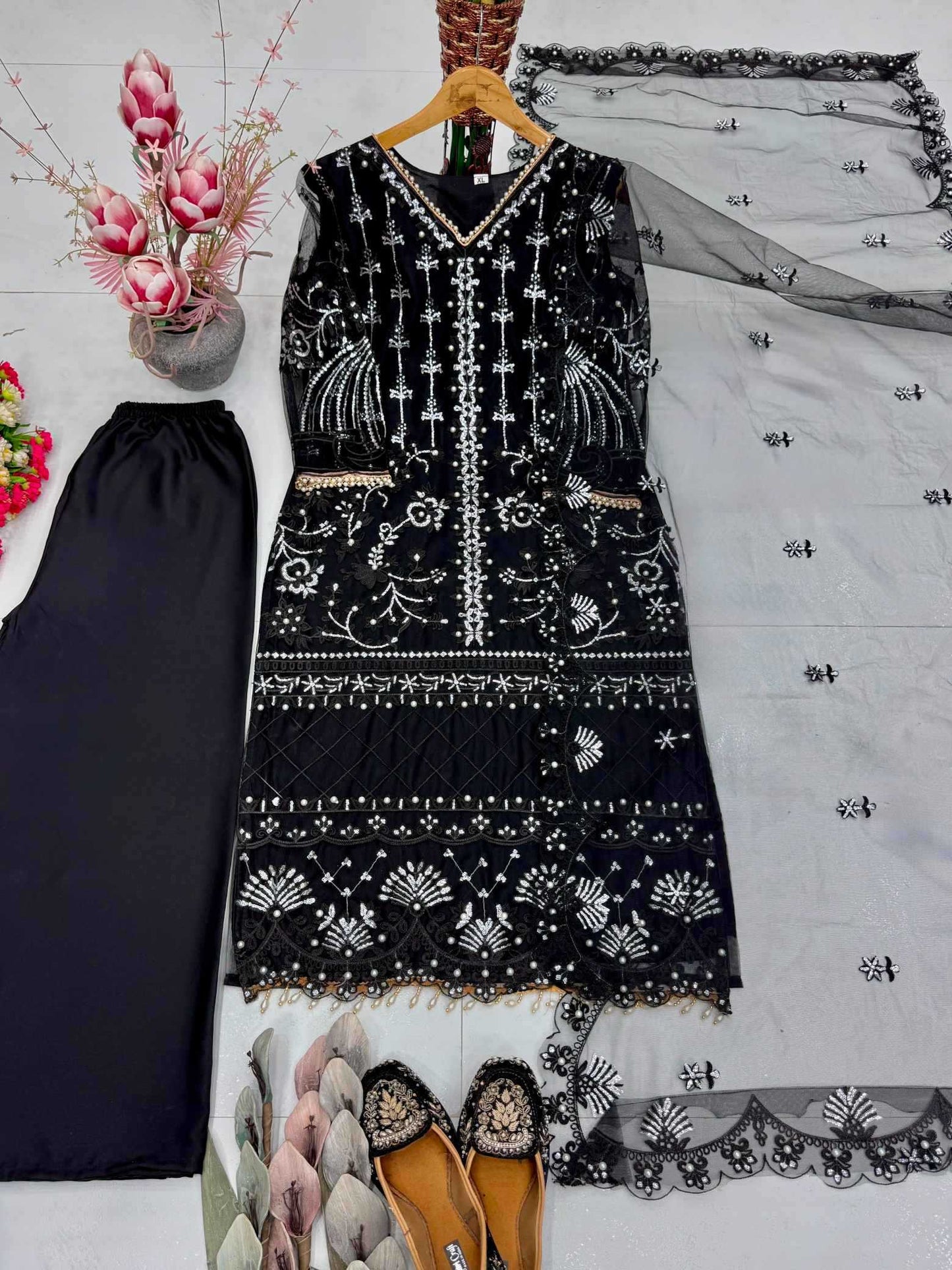 Soft Net Embroidery Suit