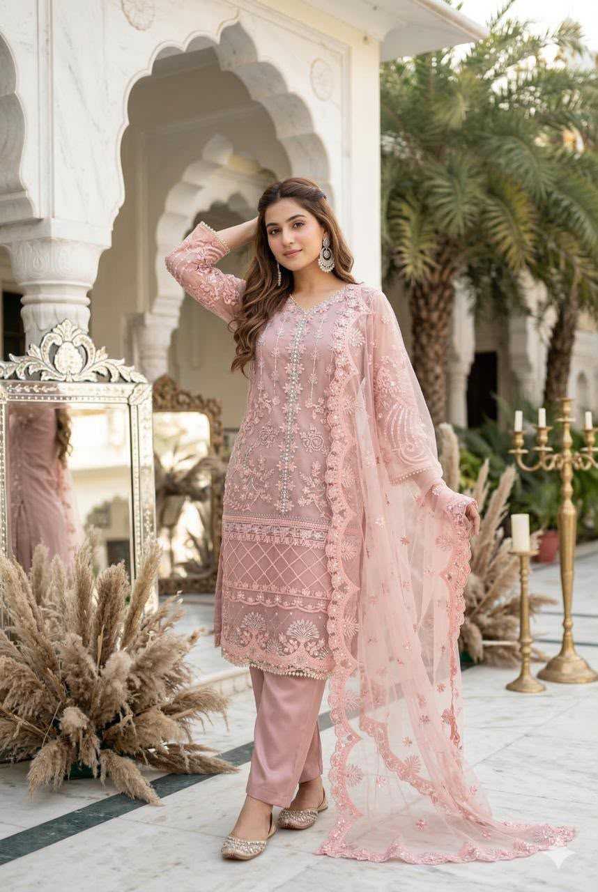 Soft Net Embroidery Suit