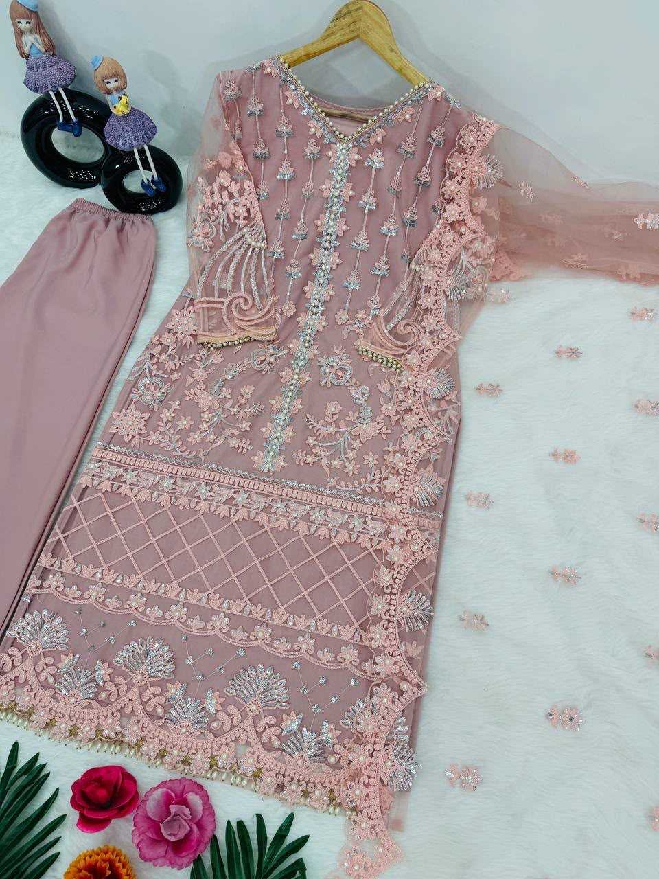 Soft Net Embroidery Suit