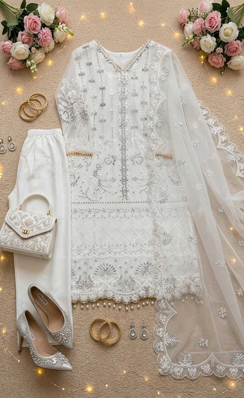 Soft Net Embroidery Suit