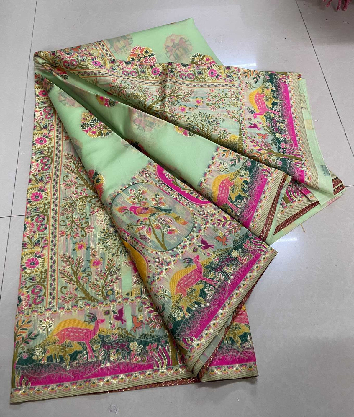 Advisha Pashmina Zari Border Saree