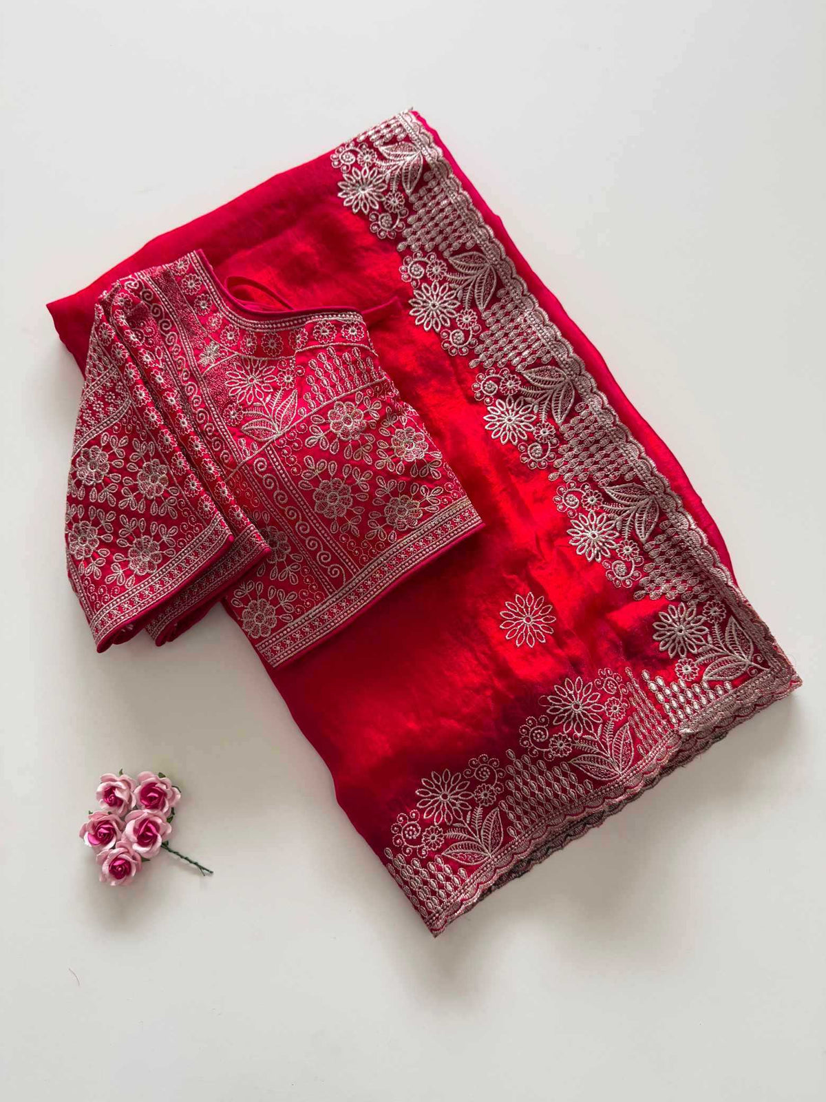 Nilofer Satin Silk Soft Saree in Blue