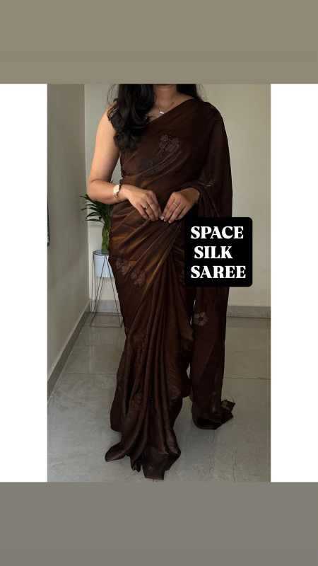 Space Silk Designer Saree in Red