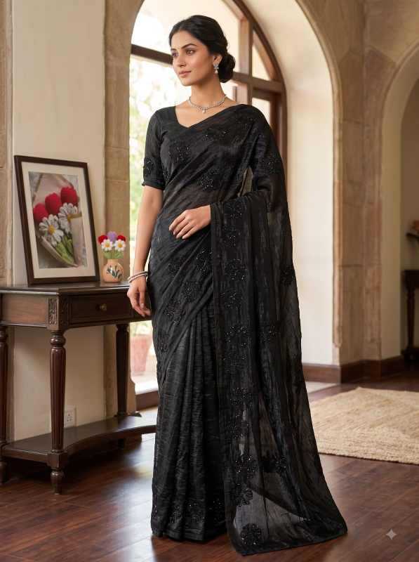 Space Silk Designer Saree in Red