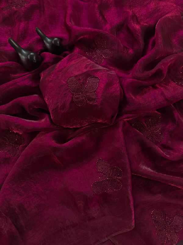 Butterfly Satin Designer Saree