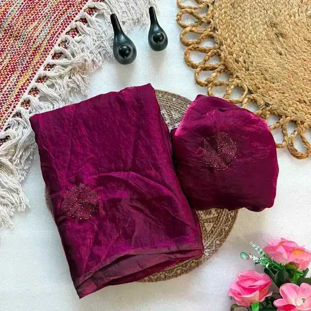 Fan Satin Designer Saree