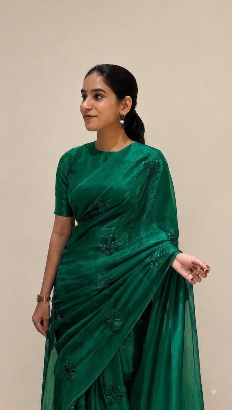 Fan Satin Designer Saree