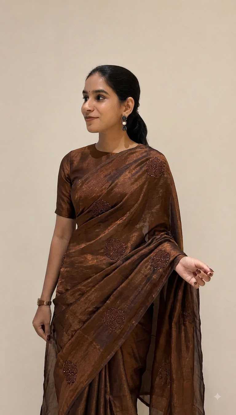 Fan Satin Designer Saree