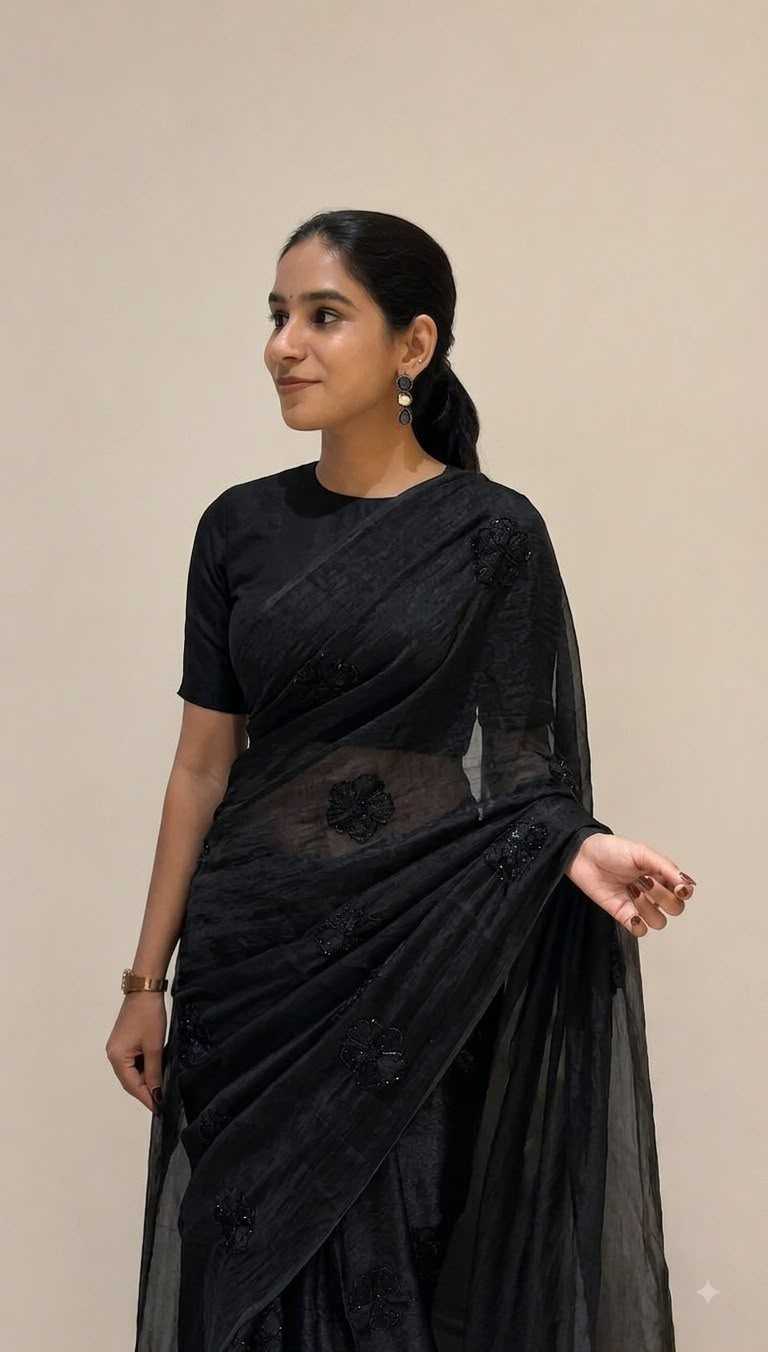 Fan Satin Designer Saree