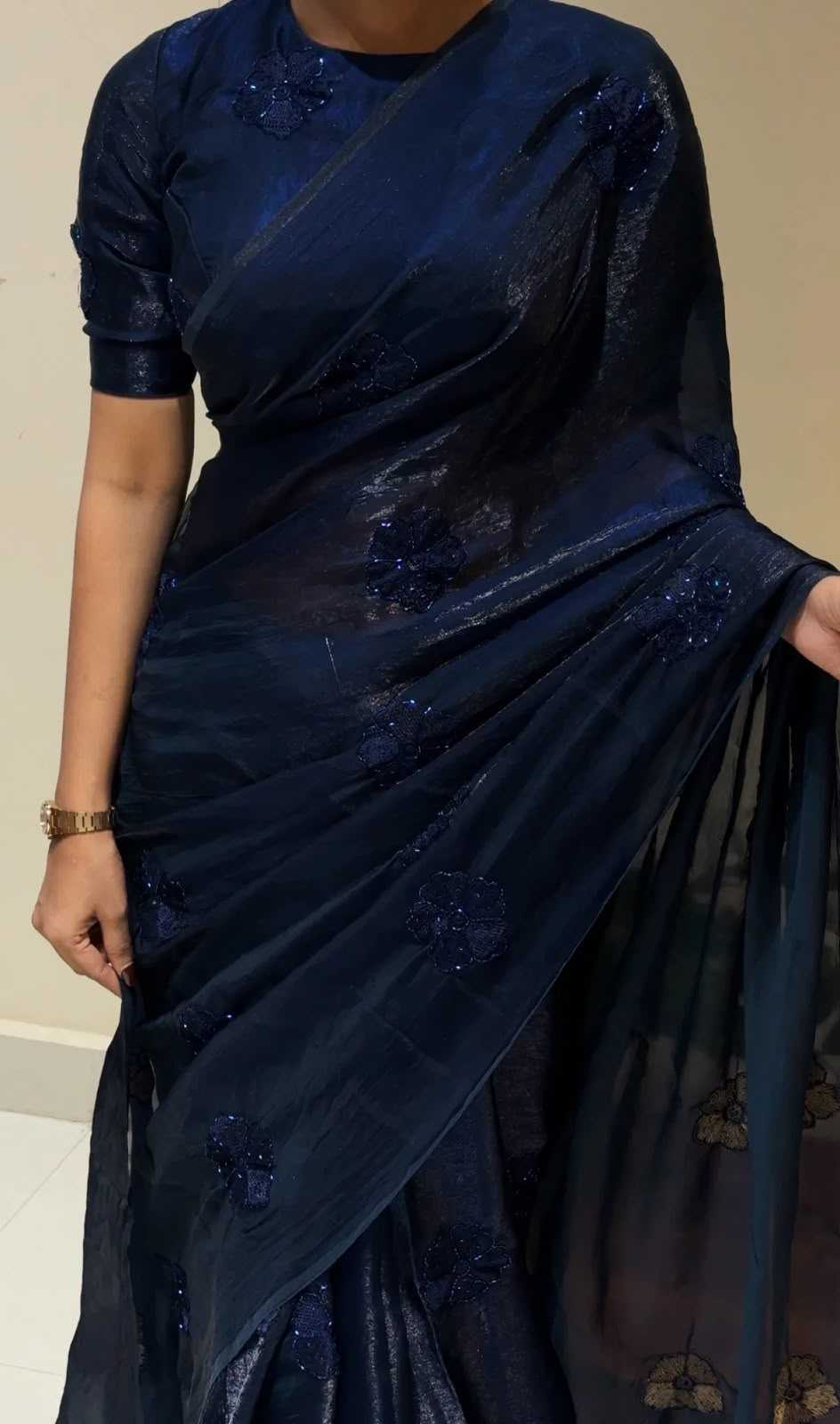 Fan Satin Designer Saree