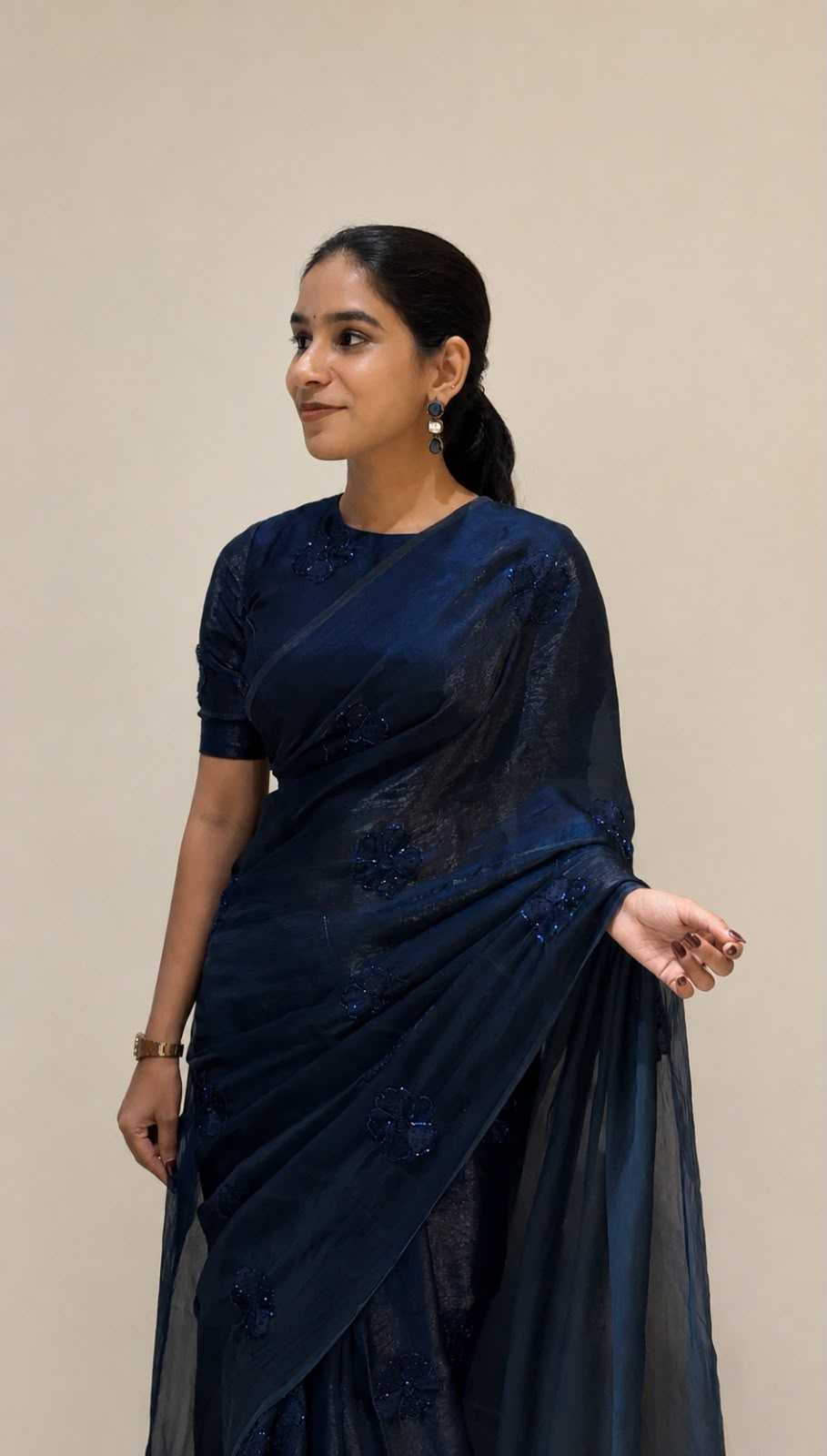 Fan Satin Designer Saree