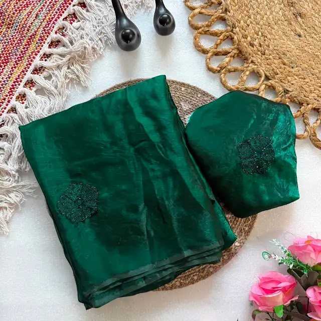 Fan Satin Designer Saree