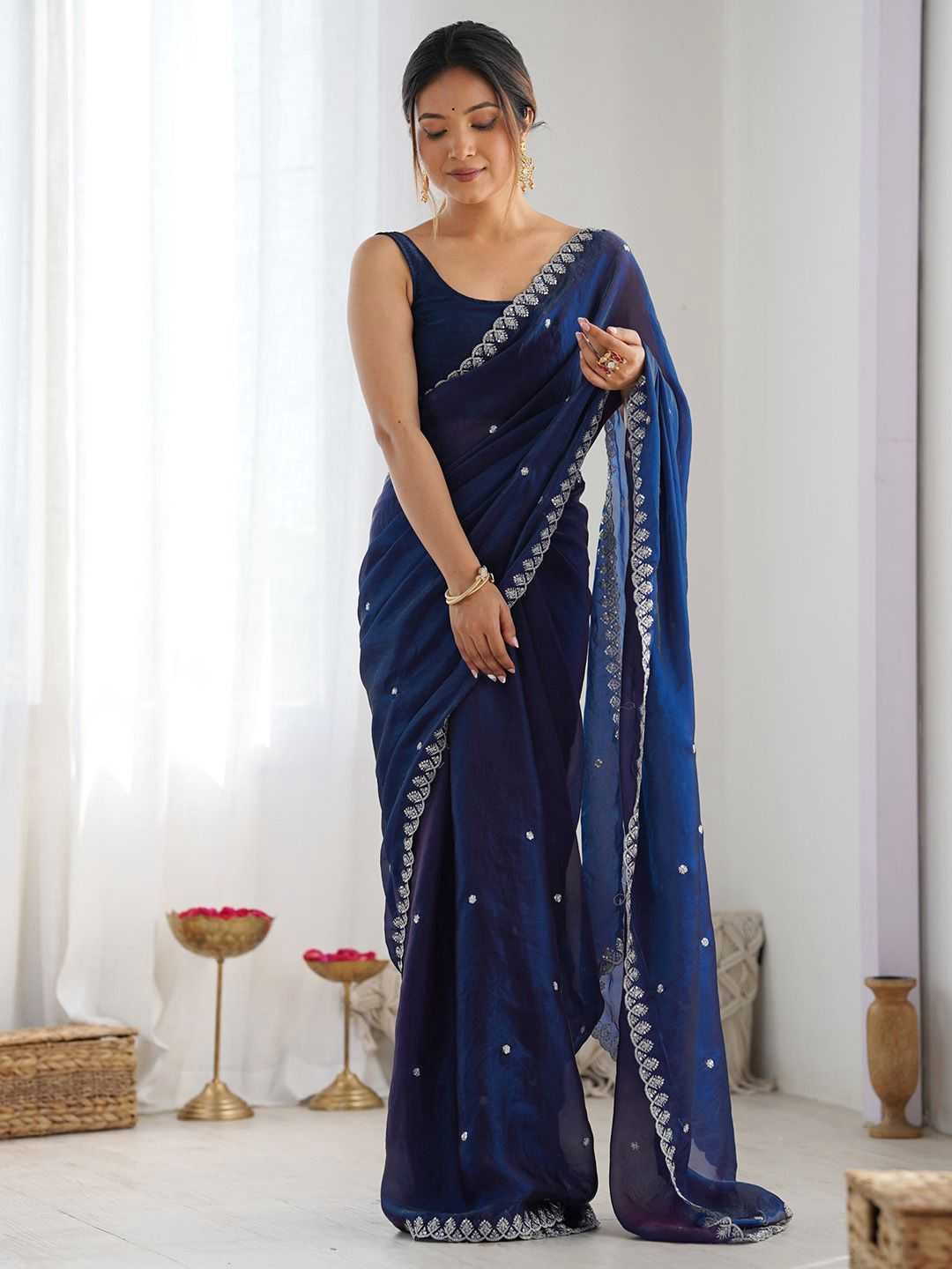 Fan Satin Sequence Saree