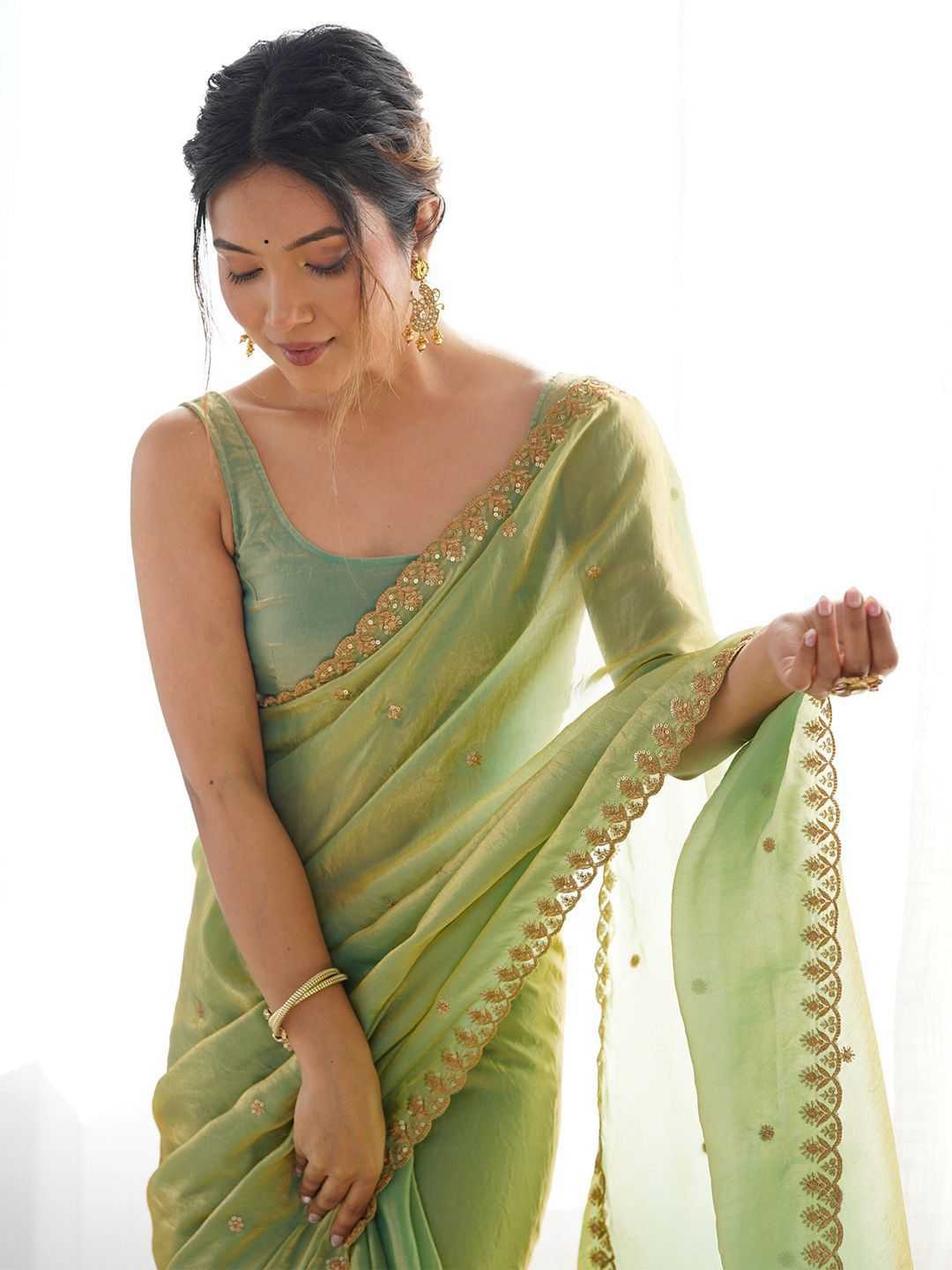 Fan Satin Sequence Saree