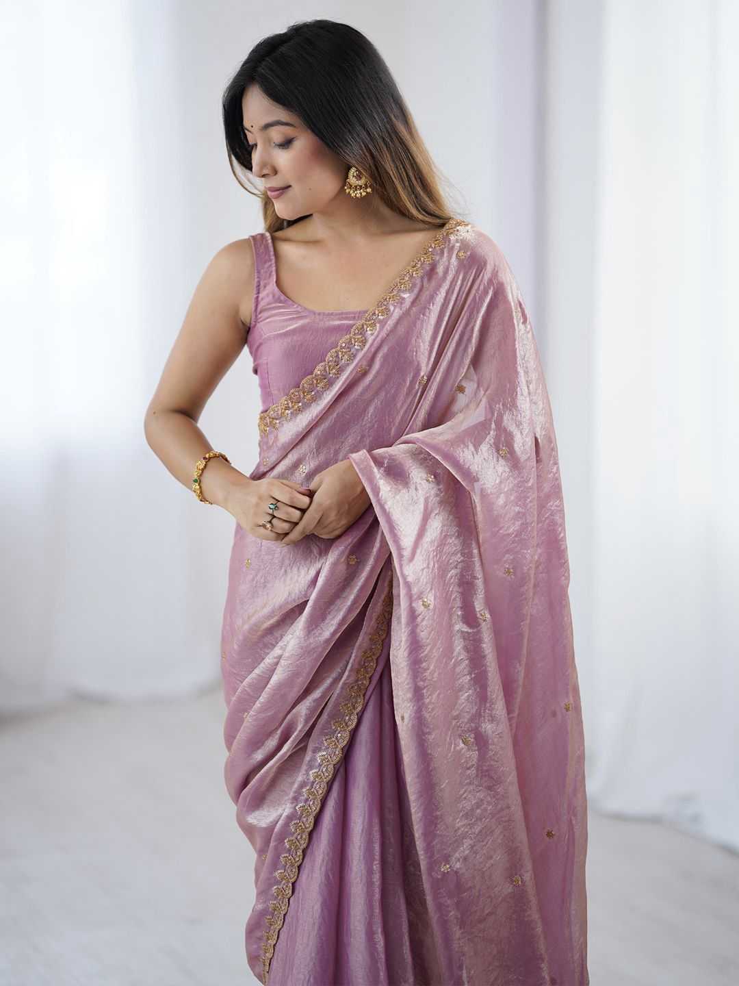 Fan Satin Sequence Saree