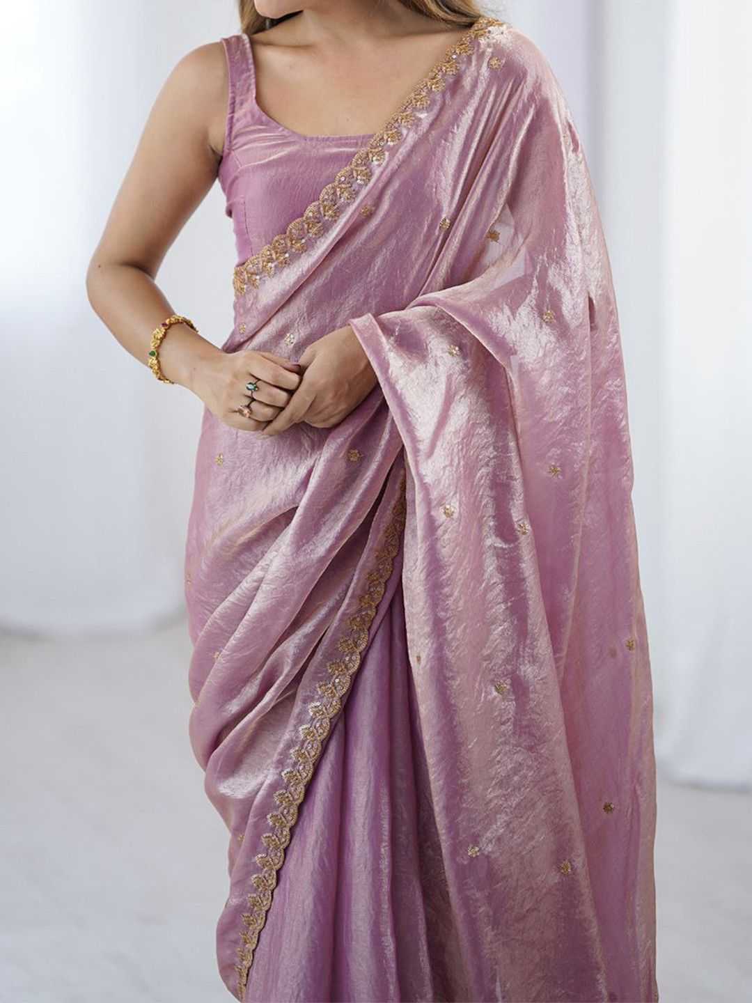 Fan Satin Sequence Saree