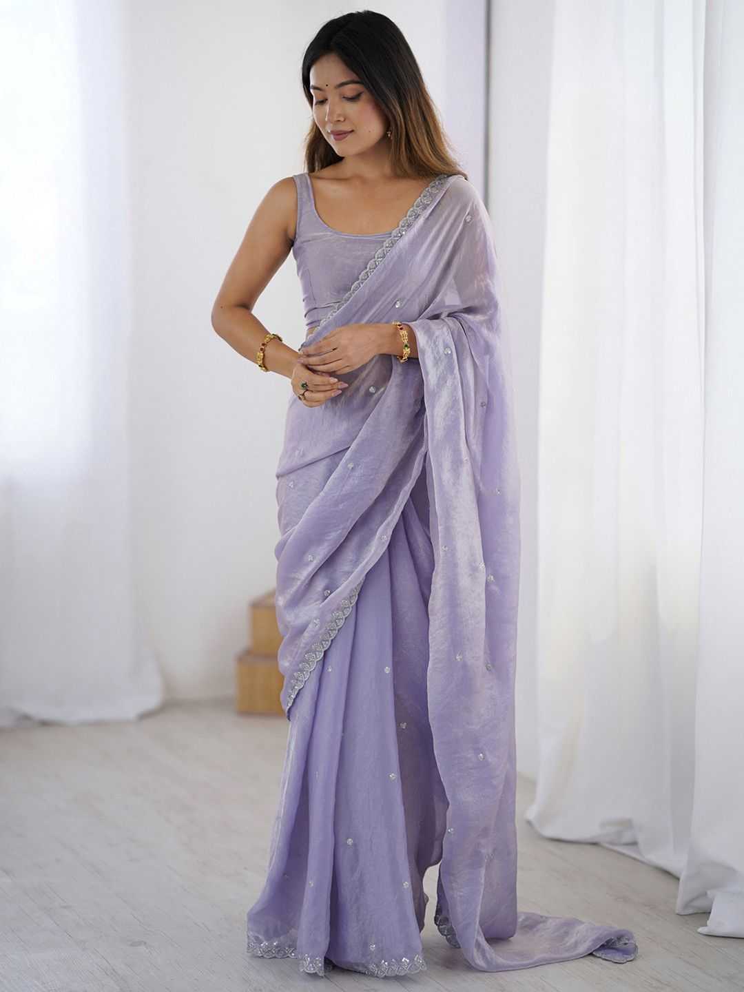 Fan Satin Sequence Saree