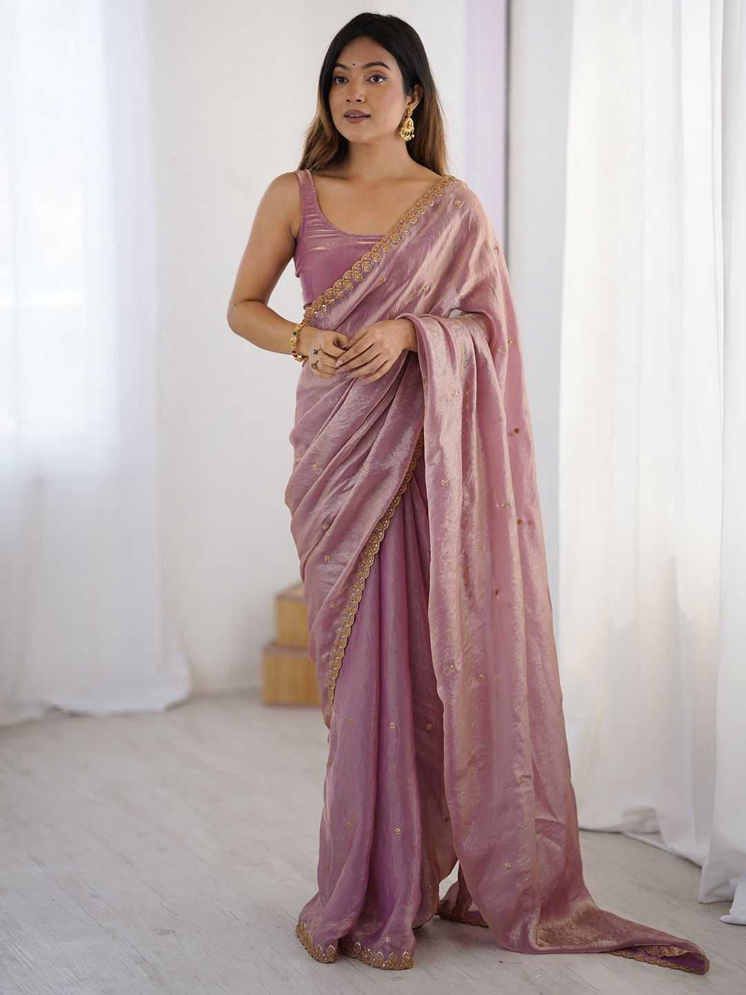 Fan Satin Sequence Saree