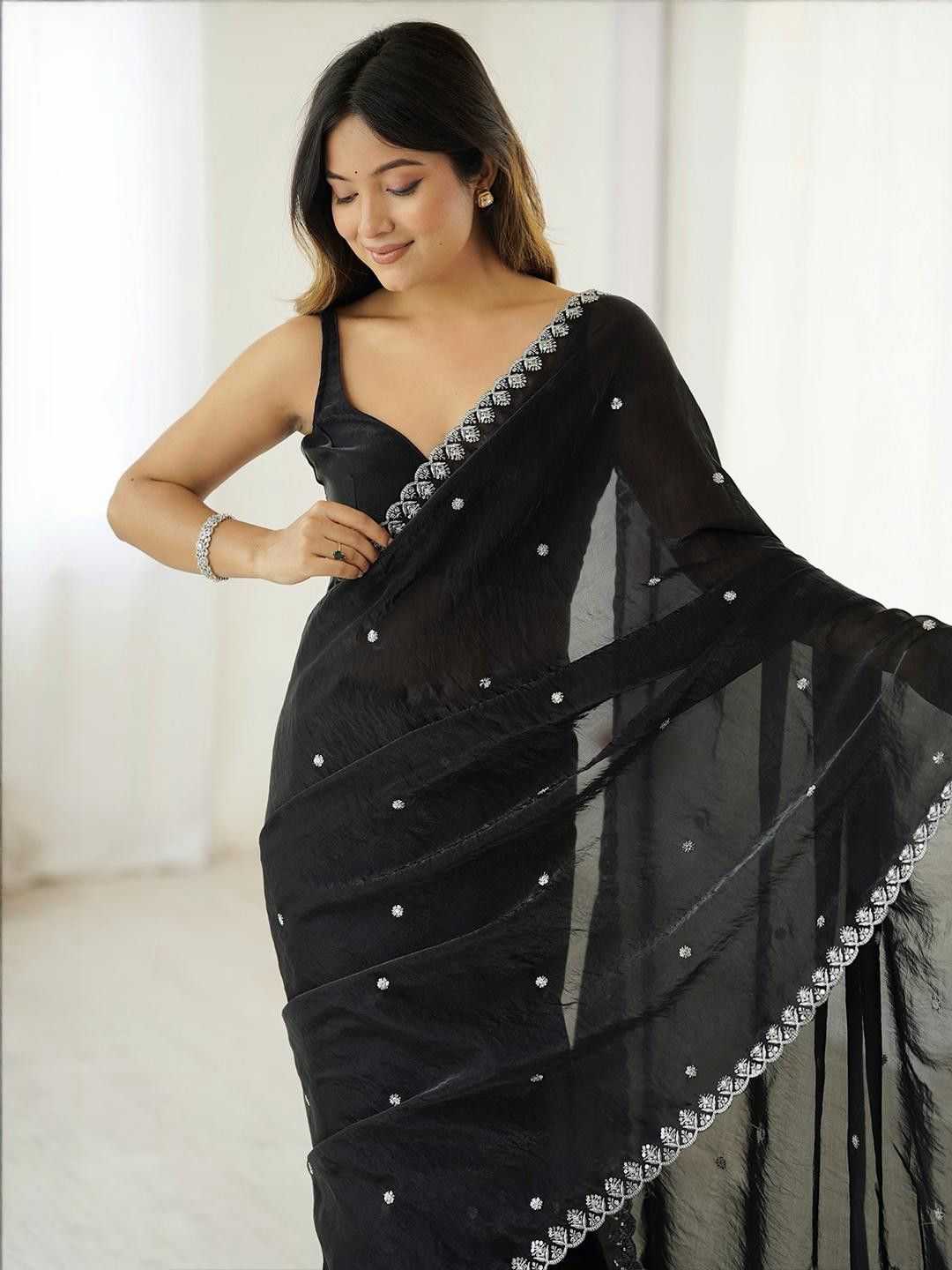 Fan Satin Sequence Saree