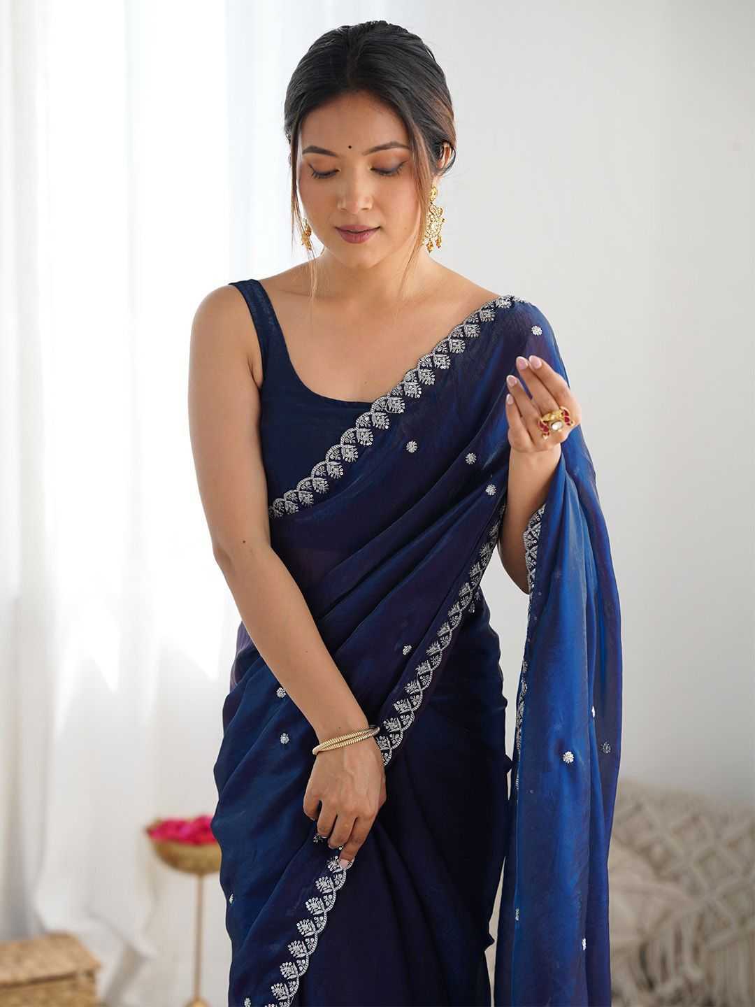 Fan Satin Sequence Saree
